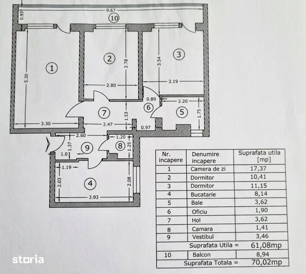 Apartament cu 3 camere, mobilat în Pantelimon