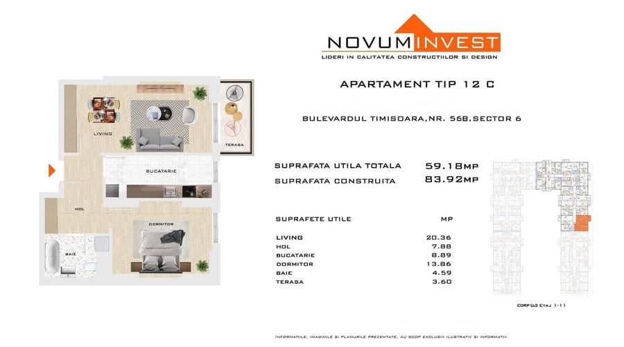 Apartament cu 2 camere decomandat în Militari
