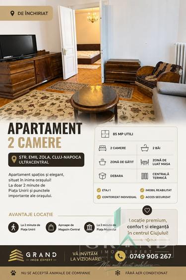 Apartament Ultracentral | 2 Camere | 85 mp | Etaj 1 – Emil Zola - 1