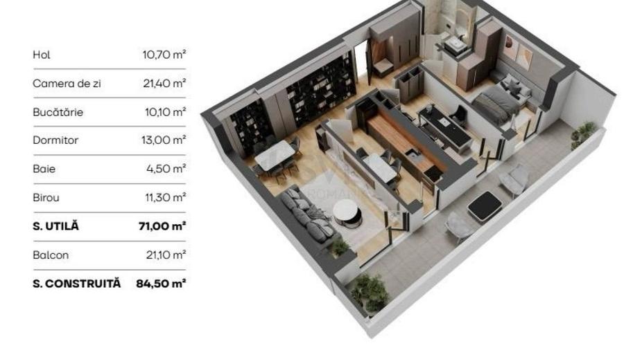 Apartament cu 3 camere în Pipera