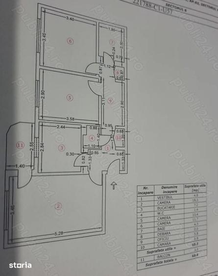 Apartament cu 3 camere decomandat în Militari