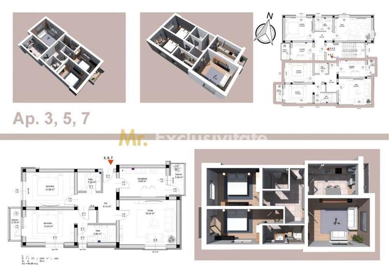 Apartament cu 3 camere în Moșoaia