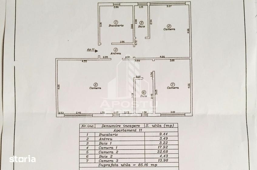 Apartament cu 3 camere decomandat în Șagului