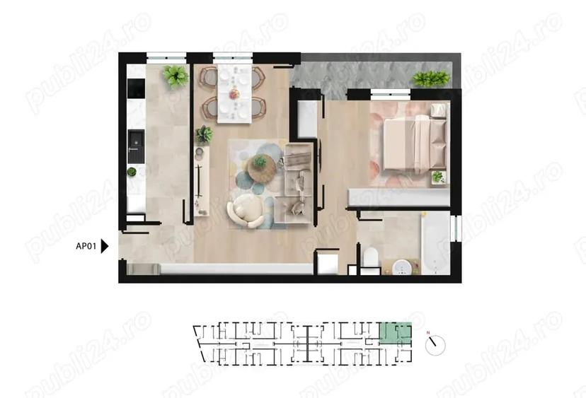 Apartament cu 2 camere decomandat în Giulești