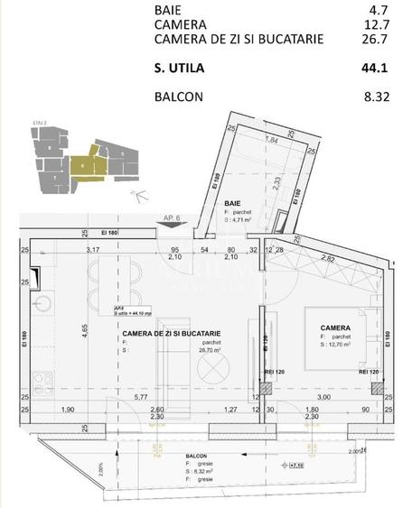 Apartament 2 camere bloc nou, mp 44,1 utili cu 8,32 balcon, zona Centr - 3