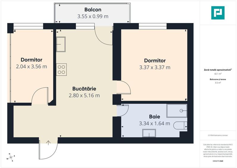 Apartament cu 2 camere în Alfa