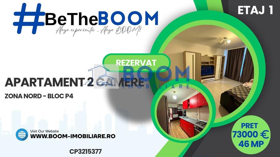 Apartament cu 2 camere, mobilat în Cartierul Nord