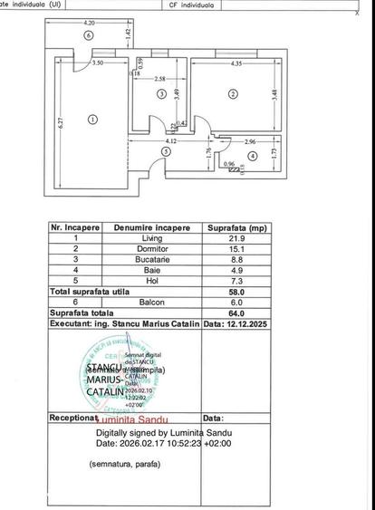 Apartament cu 2 camere în Tunari