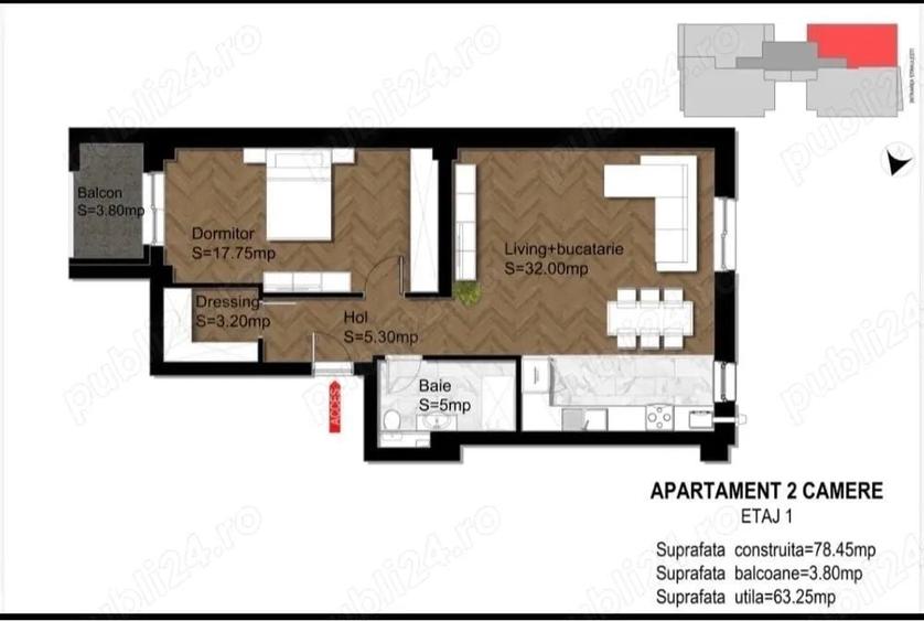 Apartament cu 2 camere în Străulești