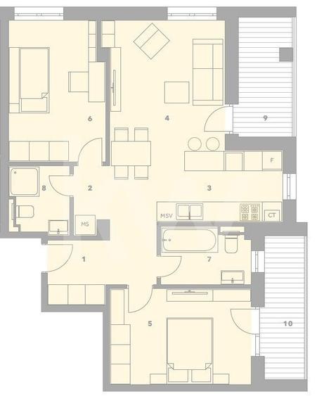 Apartament cu 3 camere în Turnișor