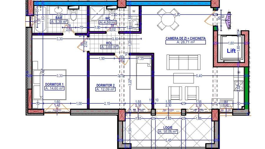 Apartament cu 3 camere decomandat în Aradului