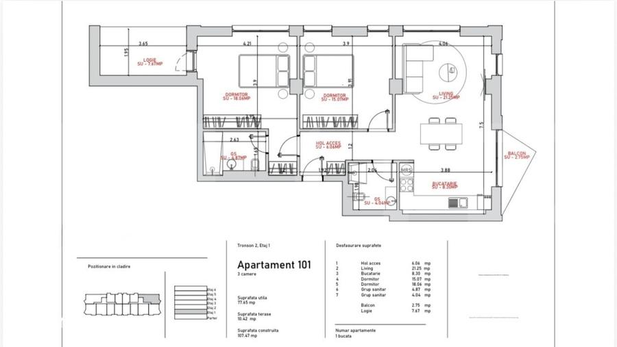 Apartament cu 2 camere în Stoicănești