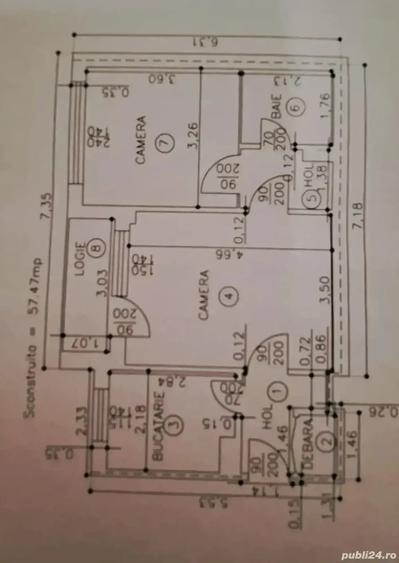 Apartament cu 2 camere semidecomandat în Ultracentral
