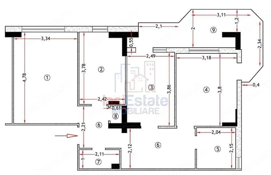 Apartament cu 3 camere decomandat în Filiași