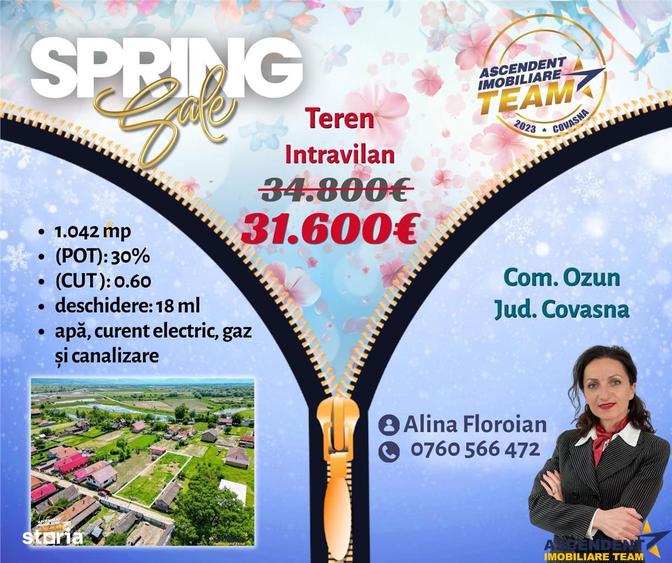 Teren de 1042 mp, în Ozun