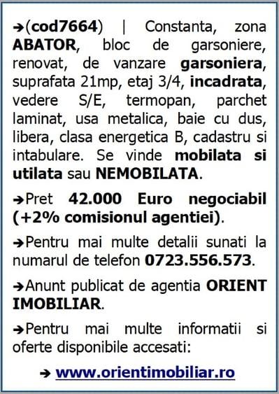 Garsonieră semidecomandată în Gara