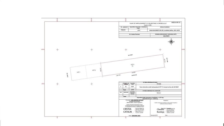 Teren Construcții intravilan de 1737 mp, în Săftica