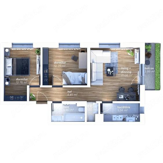 Apartament cu 3 camere decomandat în Timișoara