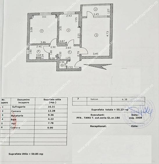 Apartament cu 2 camere decomandat în Central
