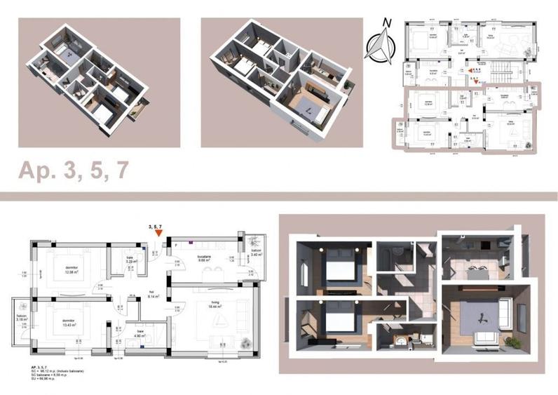Apartament cu 3 camere decomandat în Smeura