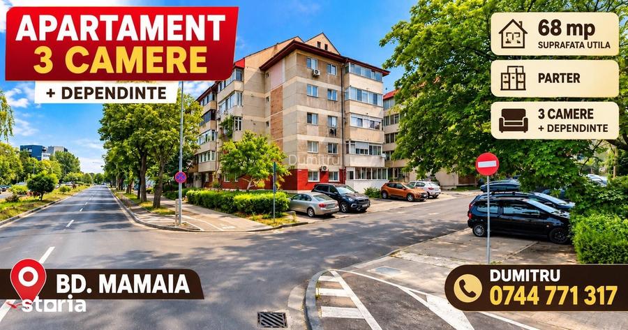 Bd. Mamaia - Constnata, Apartament 3 camere - 68 mp - parter