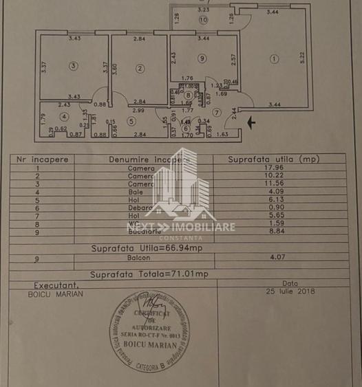 Apartament cu 3 camere decomandat în Tomis III
