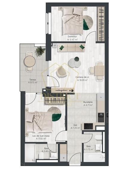 Apartament cu 3 camere în Central