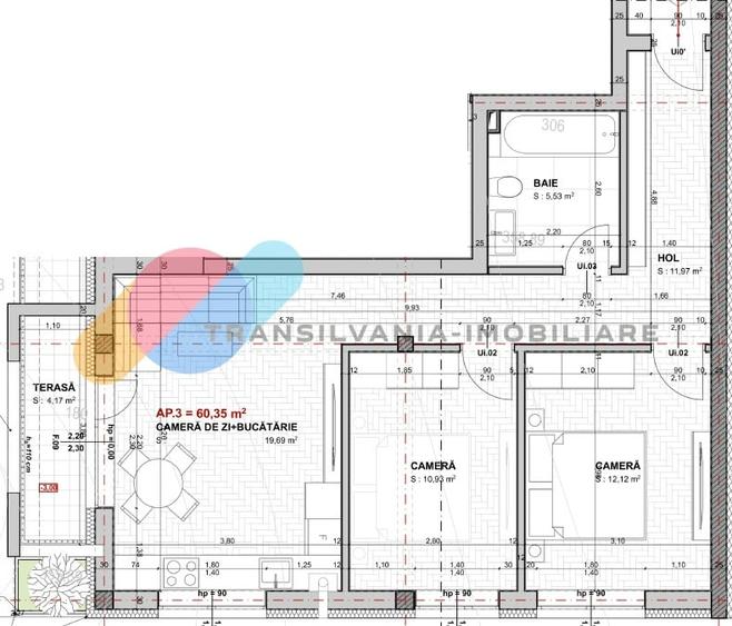 Apartament cu 3 camere semidecomandat în Apahida