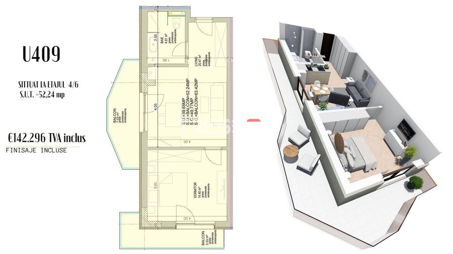 Apartament cu 2 camere în Central