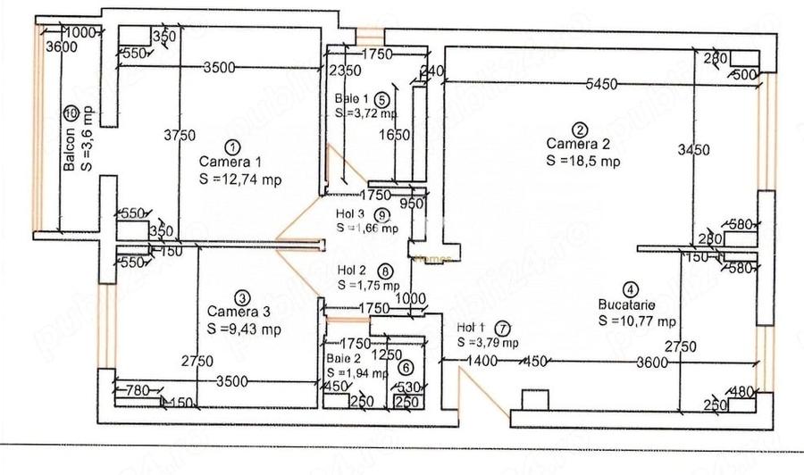 Apartament cu 3 camere decomandat, mobilat în Aradului