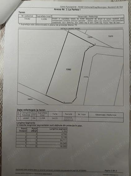 Teren de 1206 mp, în Muntenii de Sus