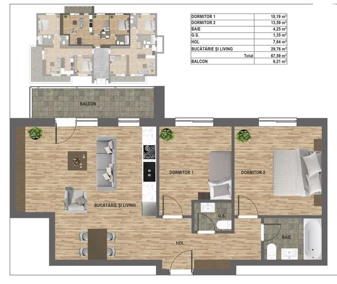 Inchiriez apartament 3 camere in bloc nou - 15