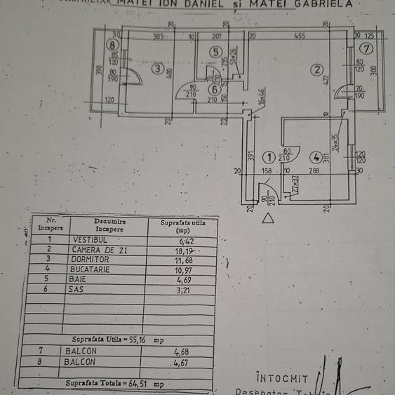 Apartament cu 2 camere semidecomandat în Balotești