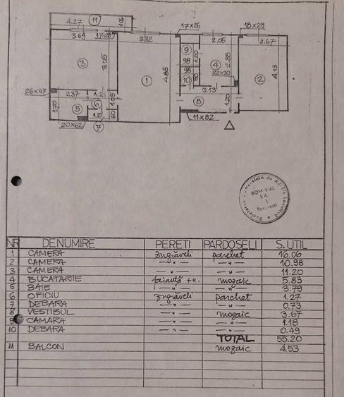 Apartament cu 3 camere în 1 Mai