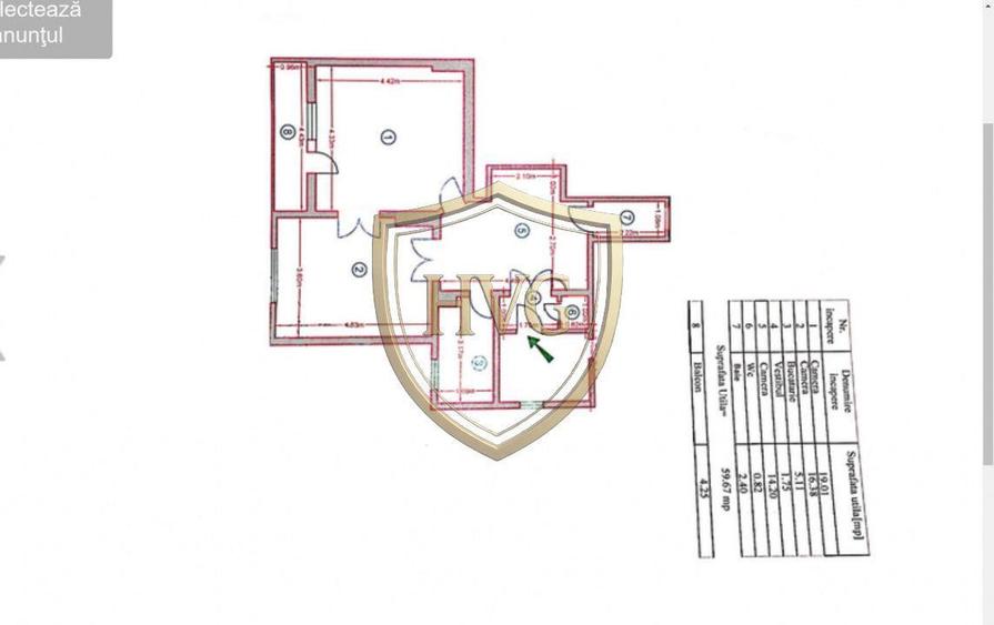 Apartament cu 3 camere, mobilat în Central