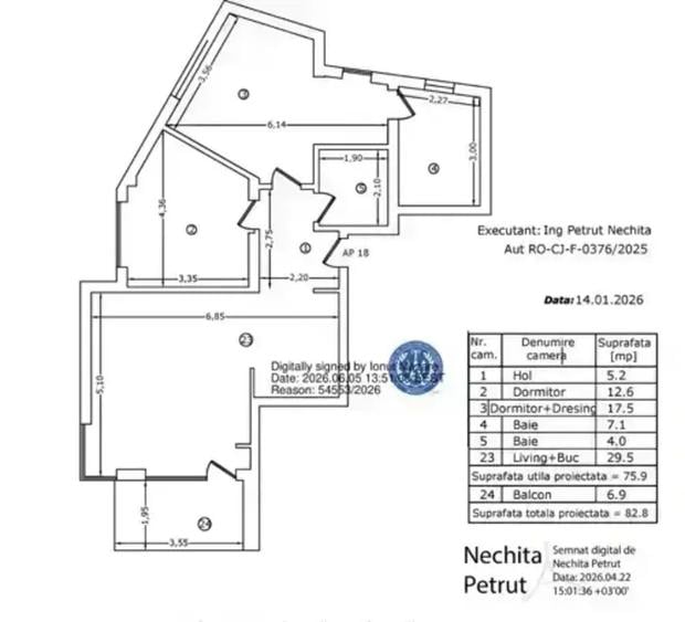 Apartament cu 3 camere decomandat în Moșilor