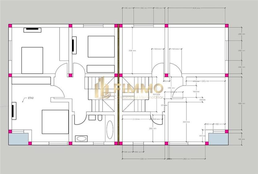 Duplex cu 4 camere cu Canalizare în Ipotești
