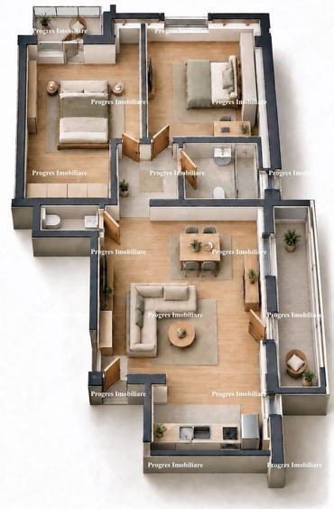 Apartament cu 3 camere decomandat în Central
