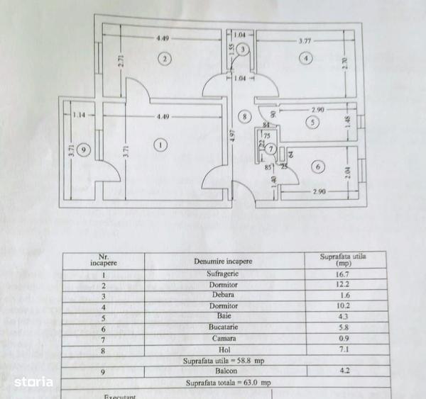 Apartament cu 3 camere în Traian