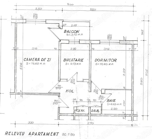 Apartament cu 2 camere decomandat în Central