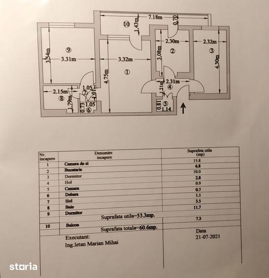 Apartament cu 3 camere în Craiovei