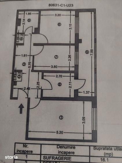 Apartament cu 3 camere decomandat în Sud