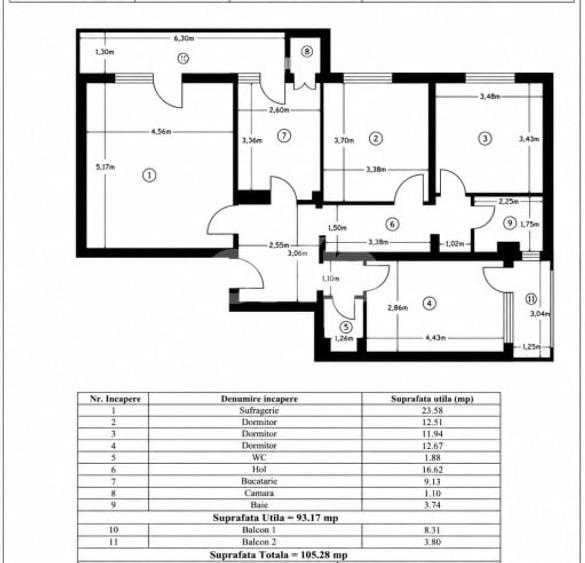 Apartament cu 4 camere decomandat, mobilat în Ultracentral