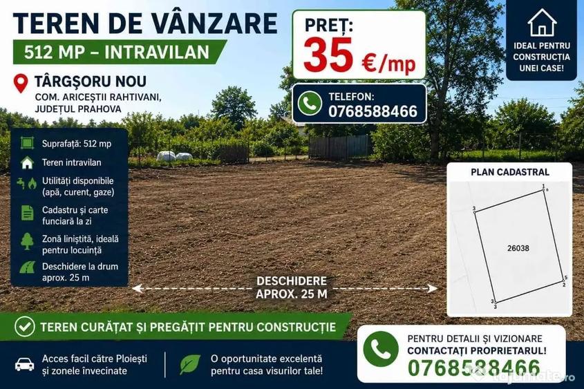 Teren de 512 mp, în Târgșoru Nou
