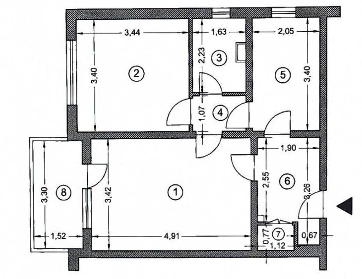 Apartament cu 2 camere semidecomandat în Cantacuzino
