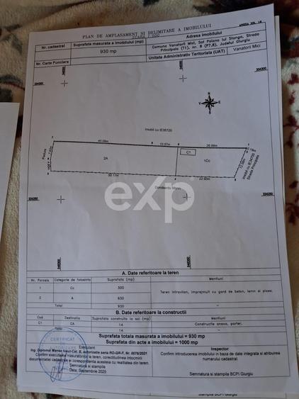 Teren Construcții intravilan de 930 mp, în Poiana lui Stângă