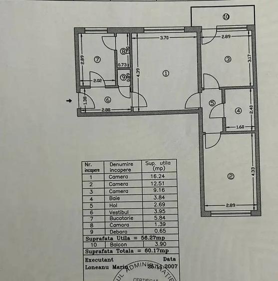 Apartament cu 3 camere semidecomandat în Gara de Nord