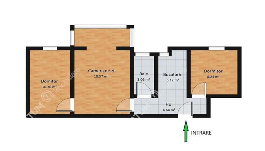 Apartament cu 3 camere semidecomandat, mobilat în Mihai Viteazul
