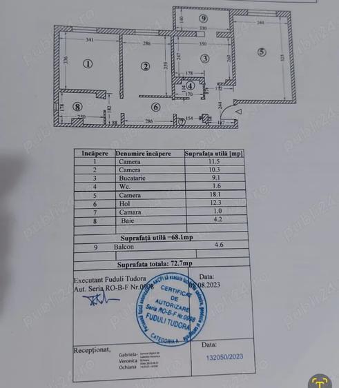 Apartament cu 3 camere decomandat în Central