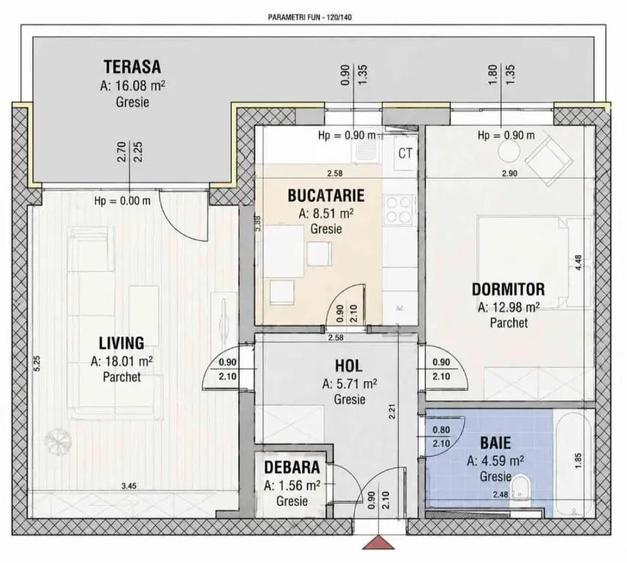 Apartament cu 2 camere decomandat în Central